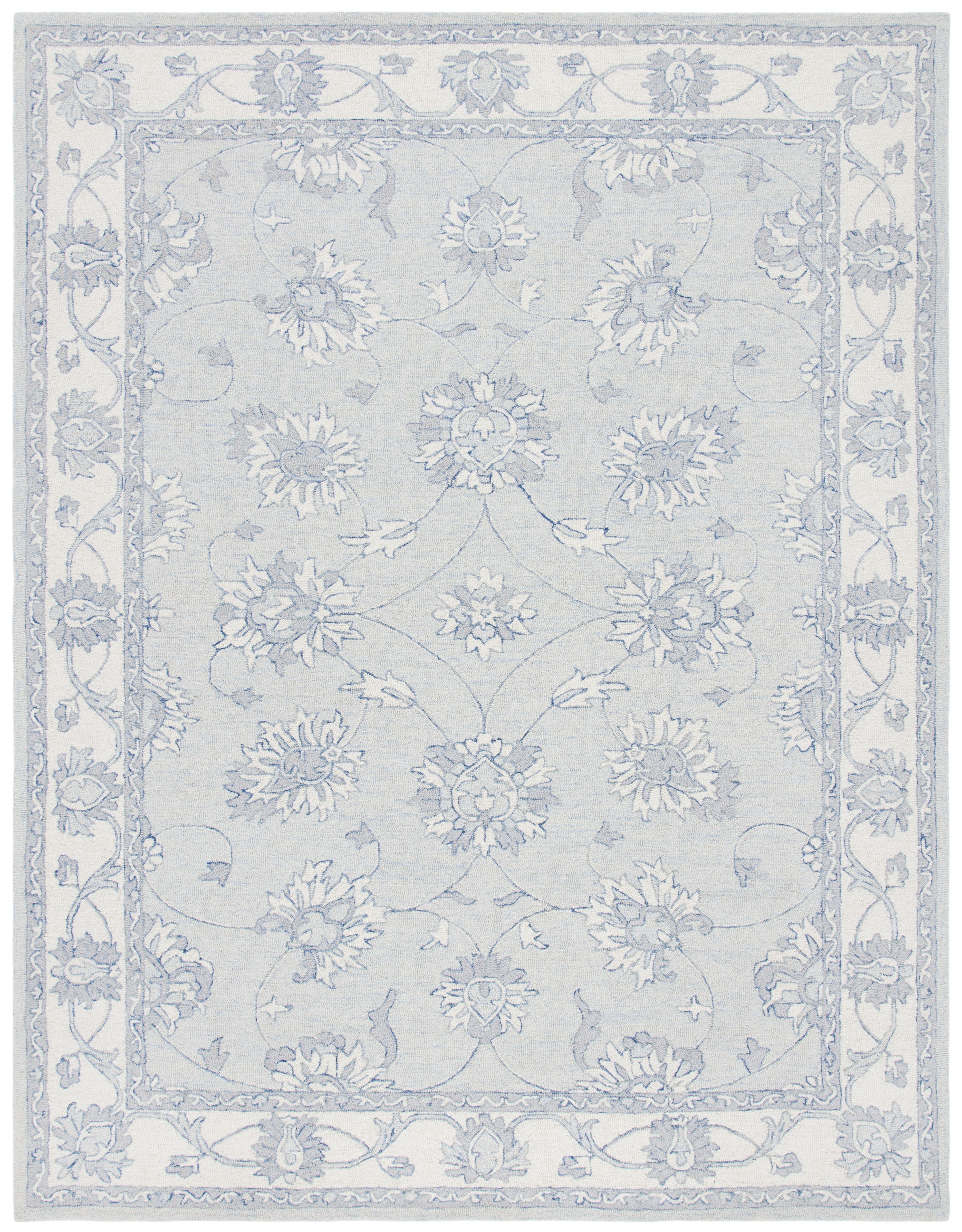 SAFAVIEH Micro-Loop Larry Oriental Area Rug, Light Blue/Ivory, 8' x 10'
