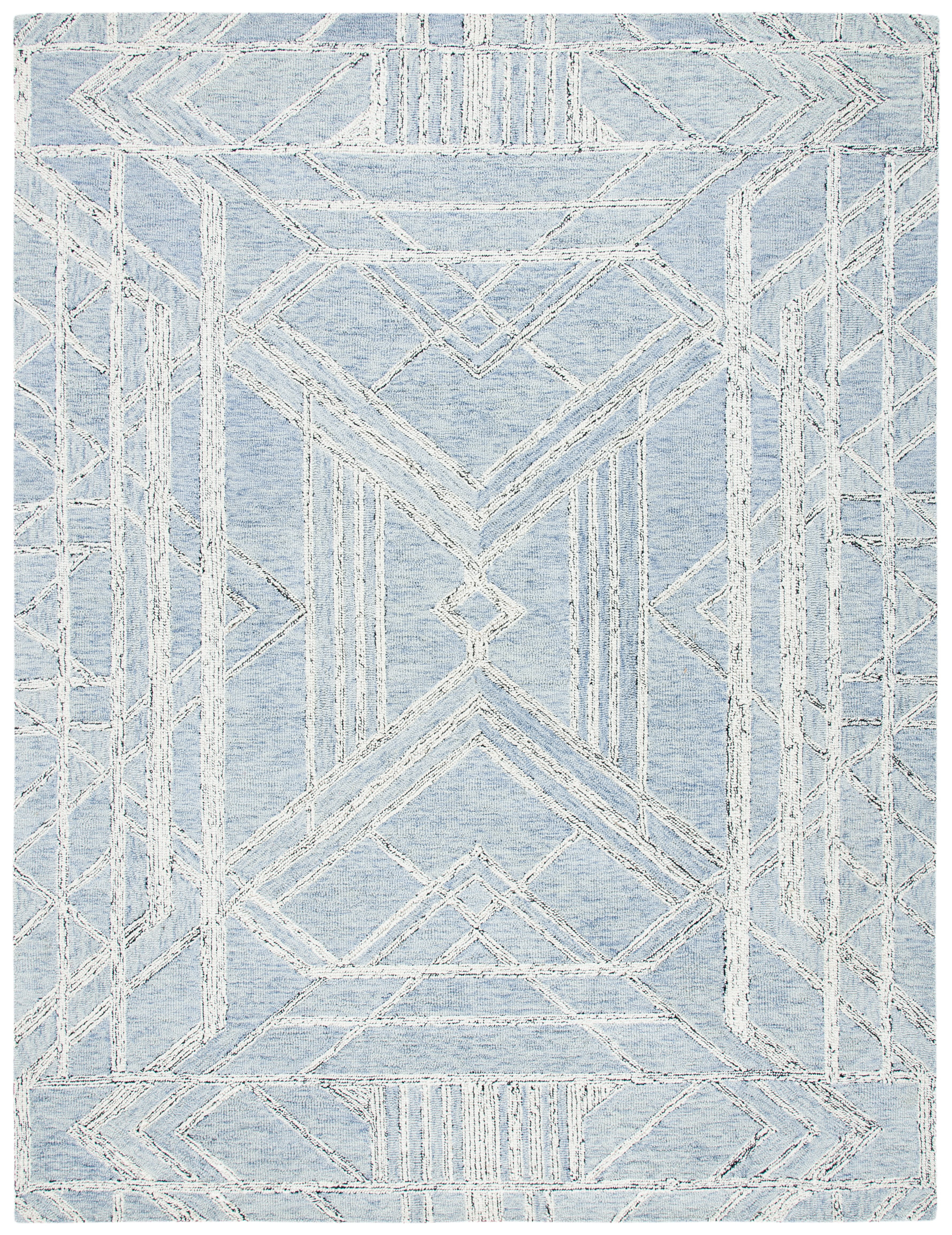 SAFAVIEH Micro-Loop Randall Geometric Area Rug, Light Blue/Ivory, 8' x 10'