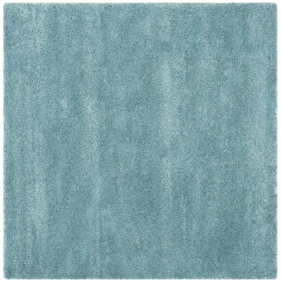 SAFAVIEH Milan Harlow Solid Plush Shag Area Rug, Aqua Blue, 10' x 10' Square