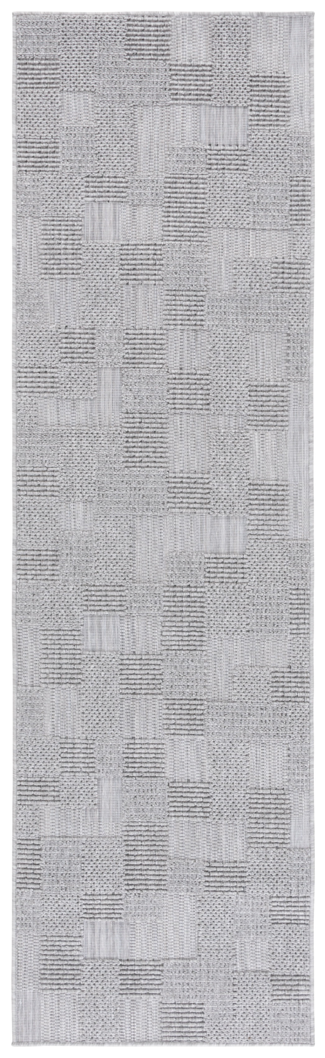 SAFAVIEH Milos Quintella Geometric Indoor/Outdoor Runner Rug, Grey, 2'3" x 8'