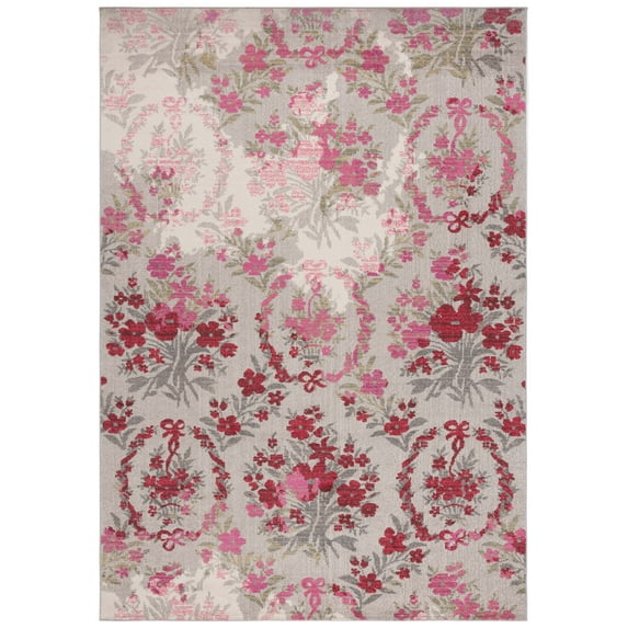 SAFAVIEH Monaco Cyan Floral Area Rug, Ivory/Pink, 9' x 12'