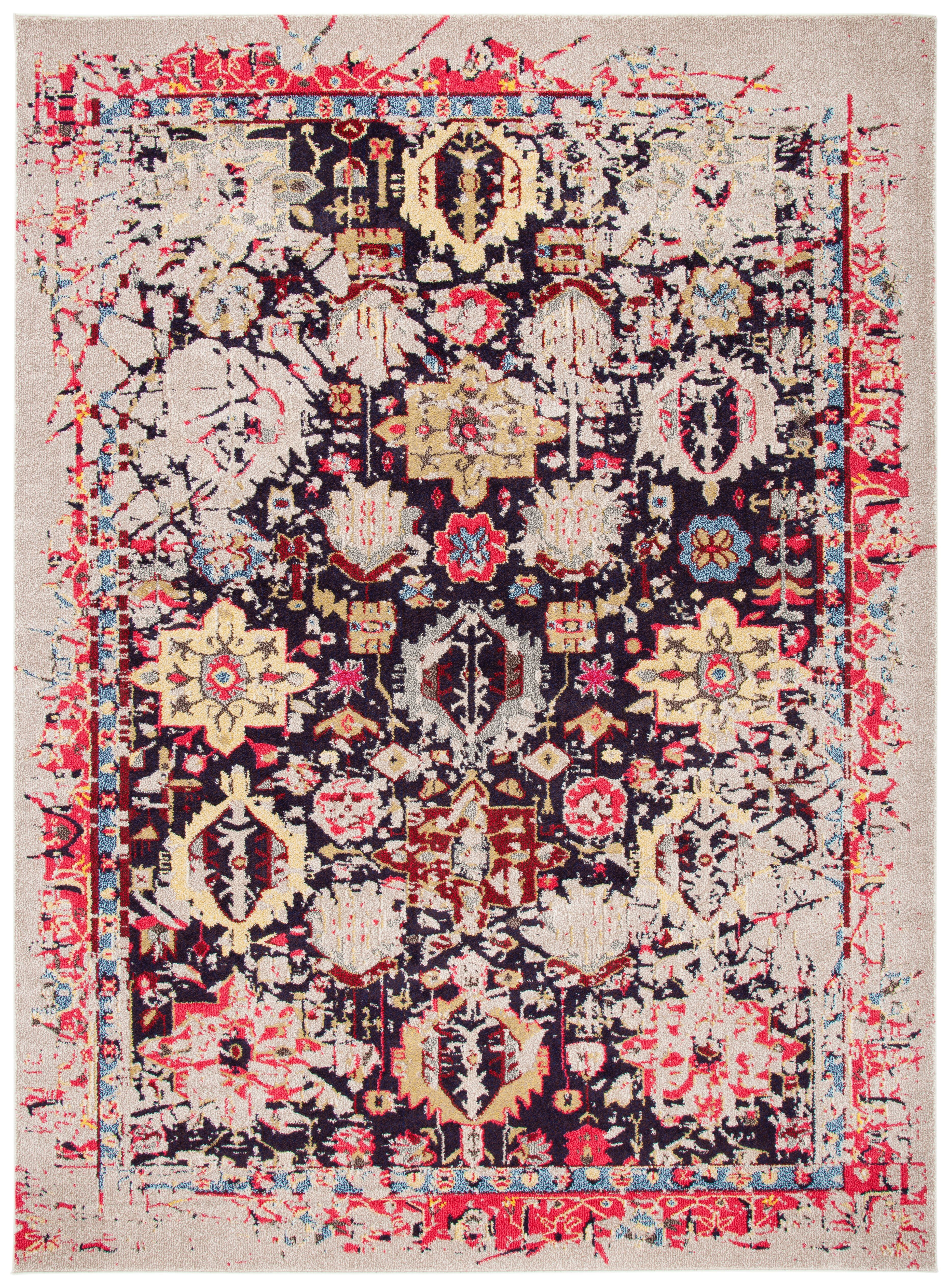 SAFAVIEH Monaco Pearl Bordered Area Rug, Grey/Multi, 10' x 14'