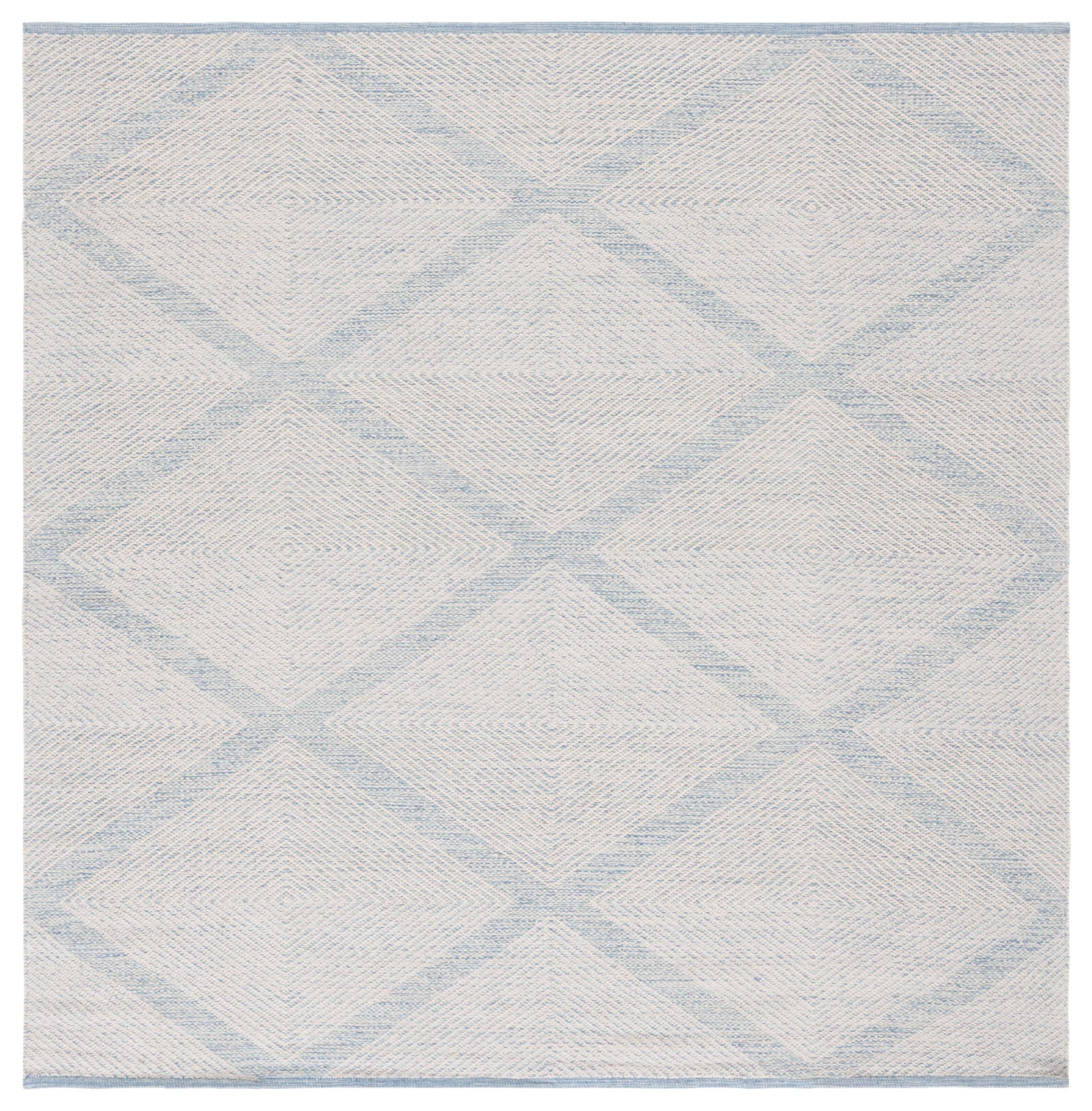 SAFAVIEH Montauk Bailey Geometric Cotton Area Rug, Light Blue, 8' x 8' Square