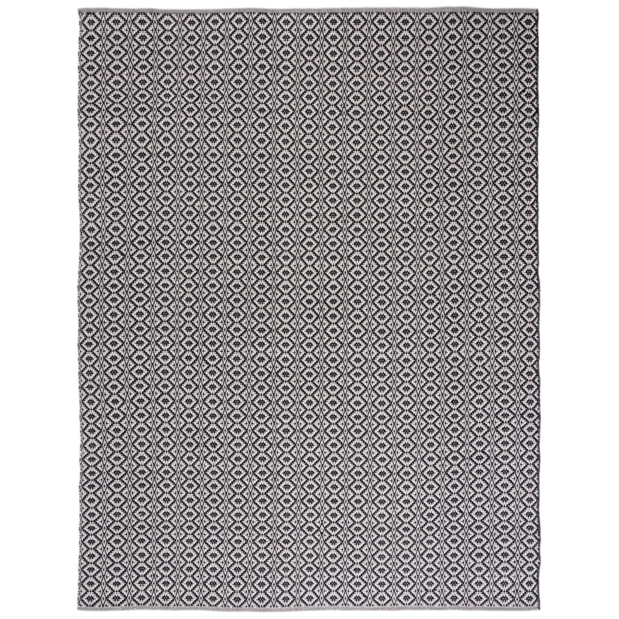 SAFAVIEH Montauk Corrine Geometric Cotton Area Rug, Ivory/Black, 10' x 14'