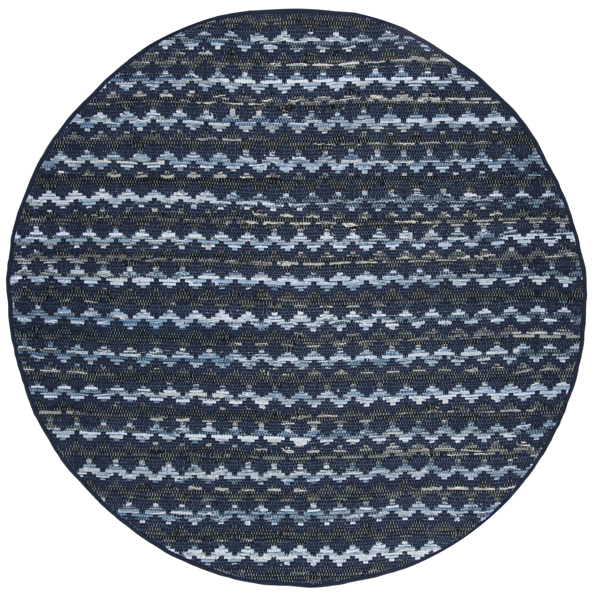 Montauk MTK120 Hand Woven Indoor Accent Rug - Navy Blue/Black - 4' Round - Safavieh