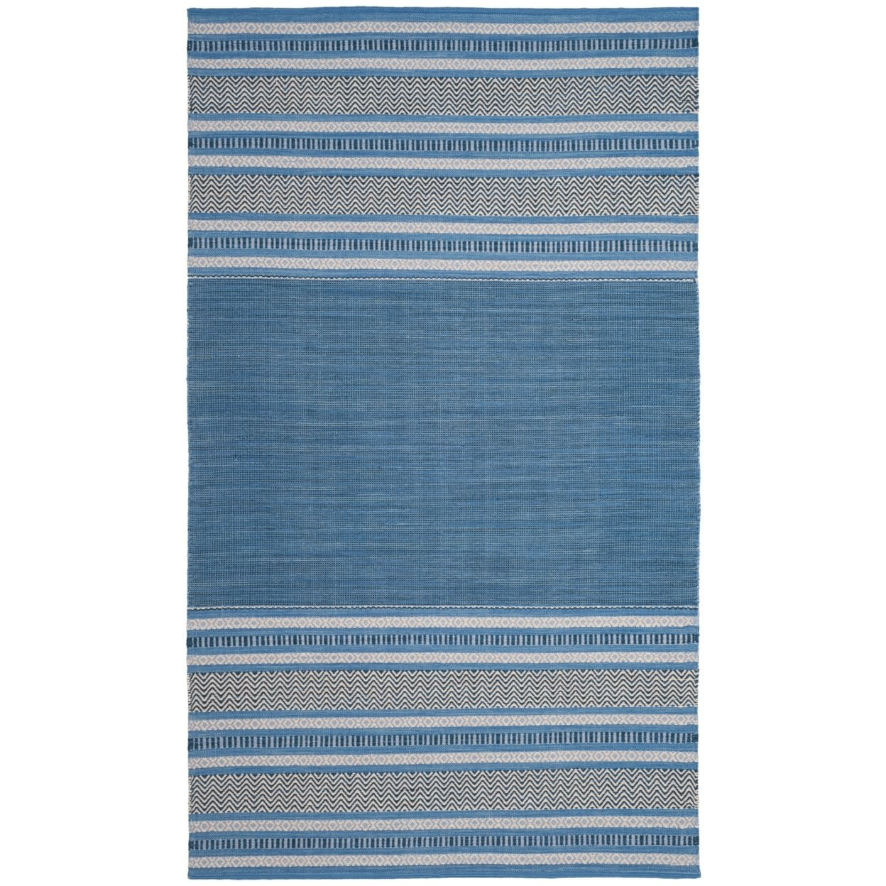 SAFAVIEH Montauk Jobeth Striped Soft Braided Cotton Area Rug, Blue/Grey, 4' x 6'