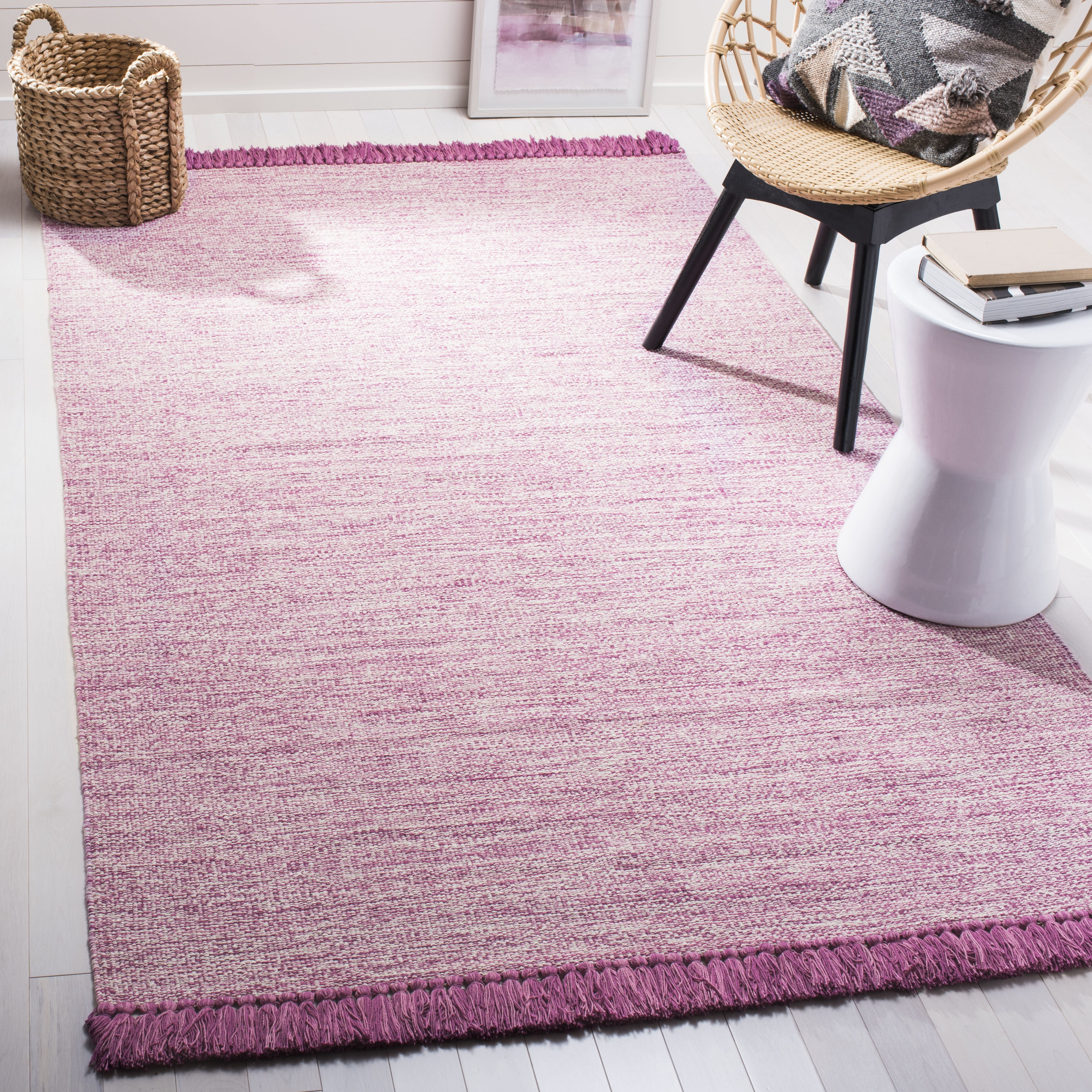 SAFAVIEH Montauk Justin Solid Braided Cotton Area Rug, Pink, 8' x 10'