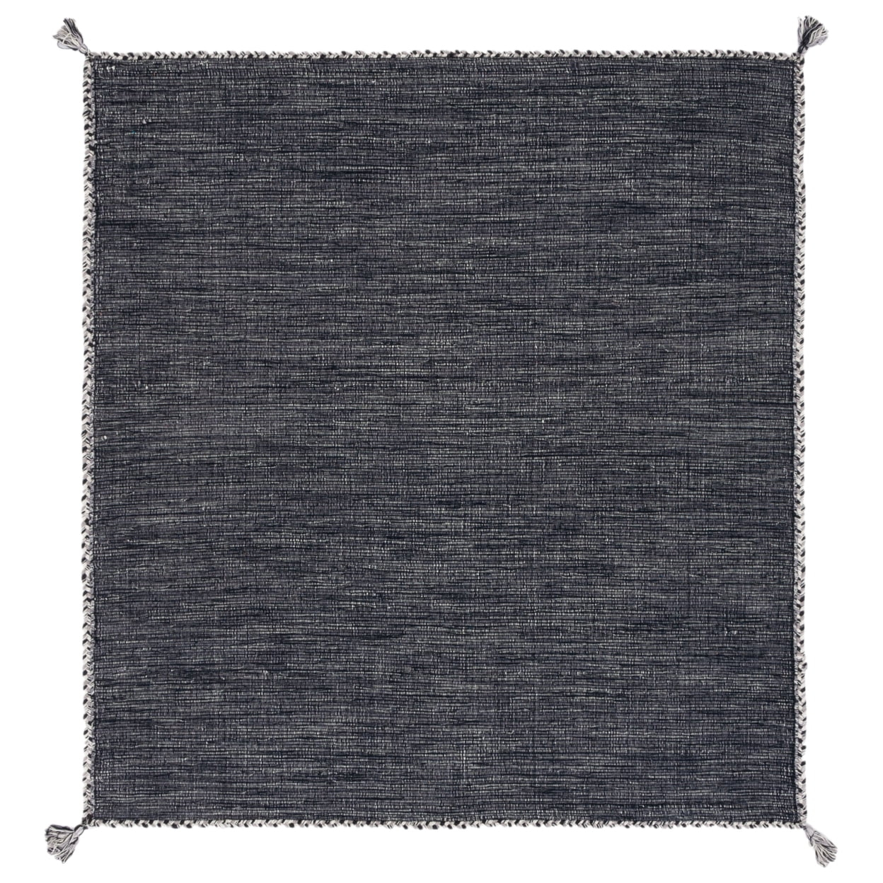 SAFAVIEH Montauk Bijar Solid Cotton Area Rug, Grey/Black, 5' x 5' Square