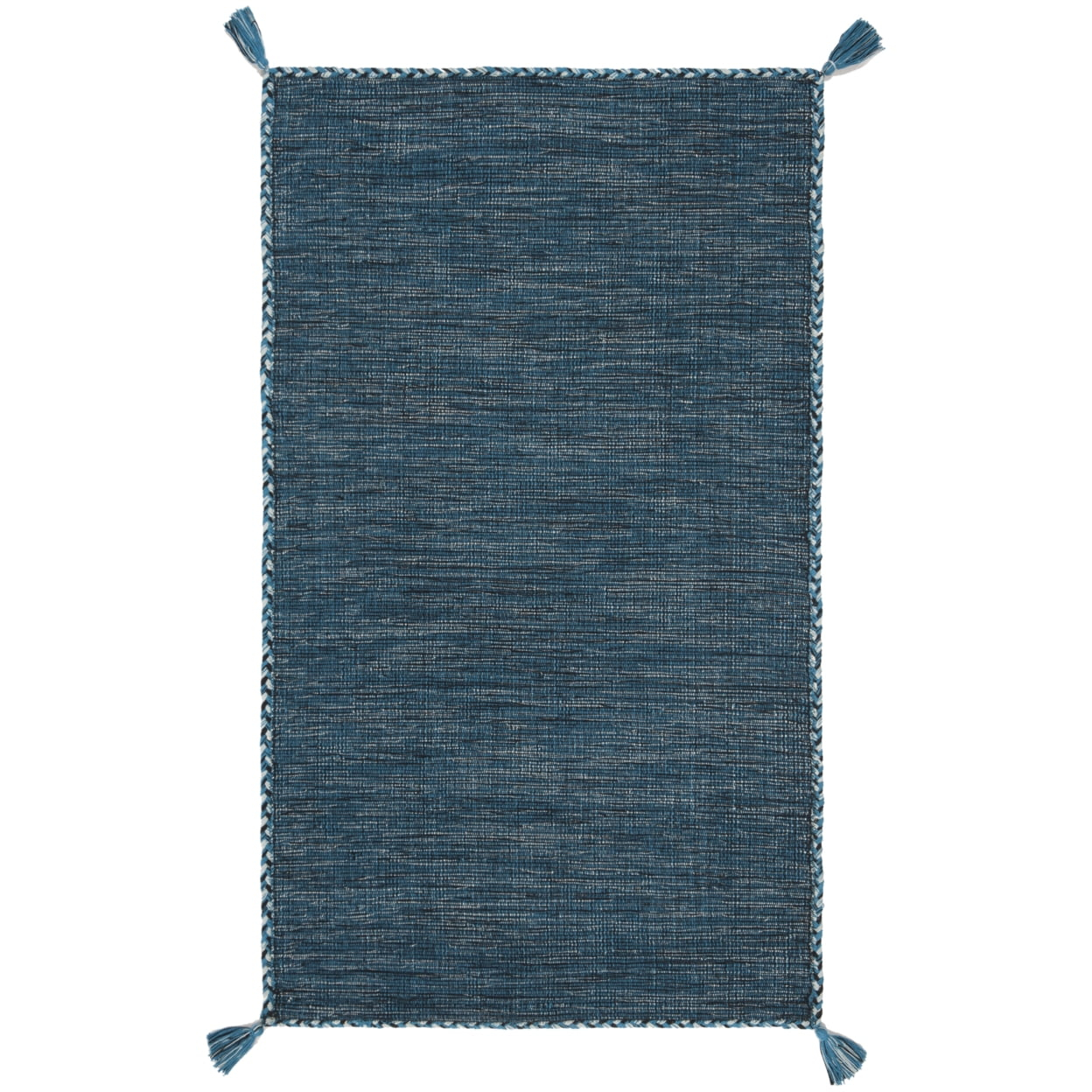 SAFAVIEH Montauk Bijar Solid Cotton Area Rug, Blue/Black, 2' x 3'
