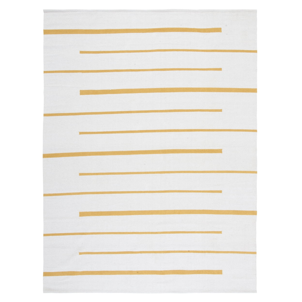 SAFAVIEH Montauk Oswald Geometric Striped Cotton Area Rug, Ivory/Gold, 6' x 6' Round