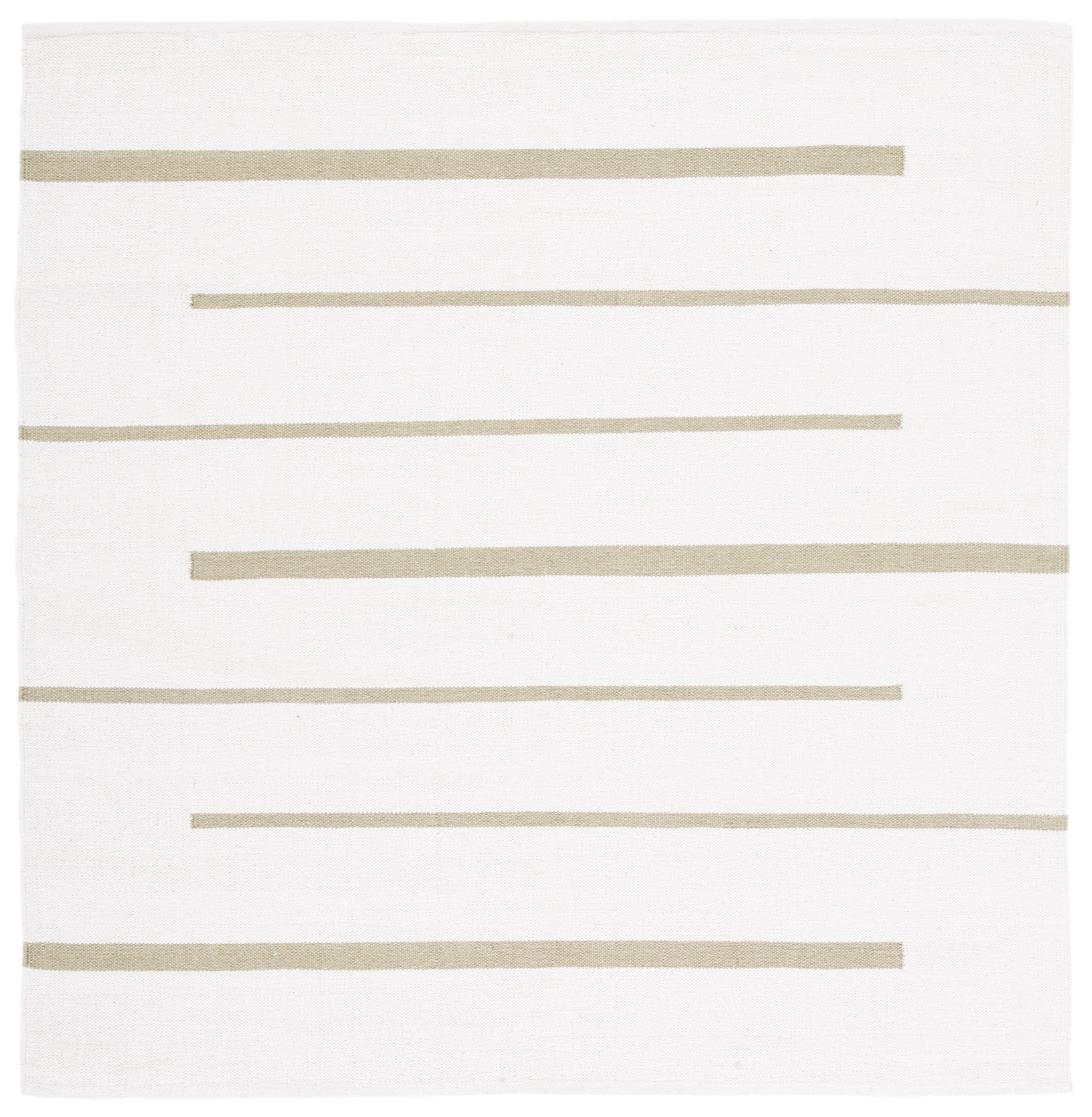 SAFAVIEH Montauk Oswald Geometric Striped Cotton Area Rug, Ivory/Light Green, 6' x 6' Square