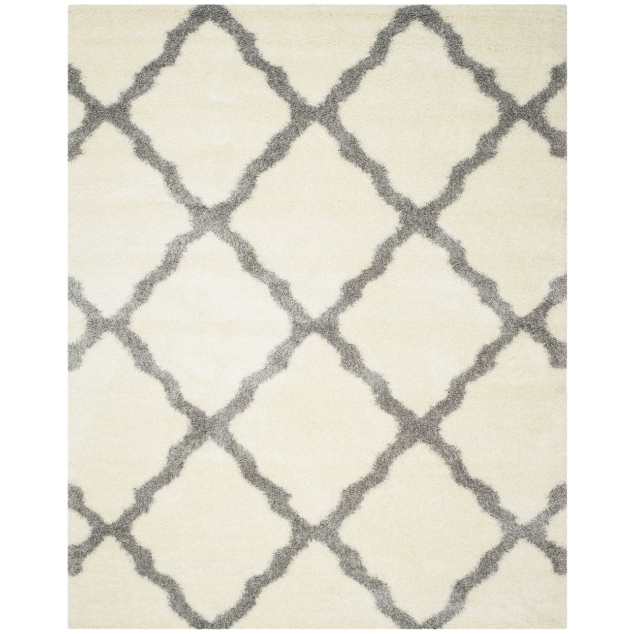 Montreal Shag SGM866 Power Loomed Area Rug - Ivory/Grey - 4'x4' - Safavieh.