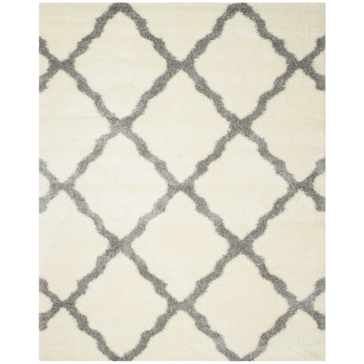 Montreal Shag SGM866 Power Loomed Area Rug - Ivory/Grey - 4'x4' - Safavieh.