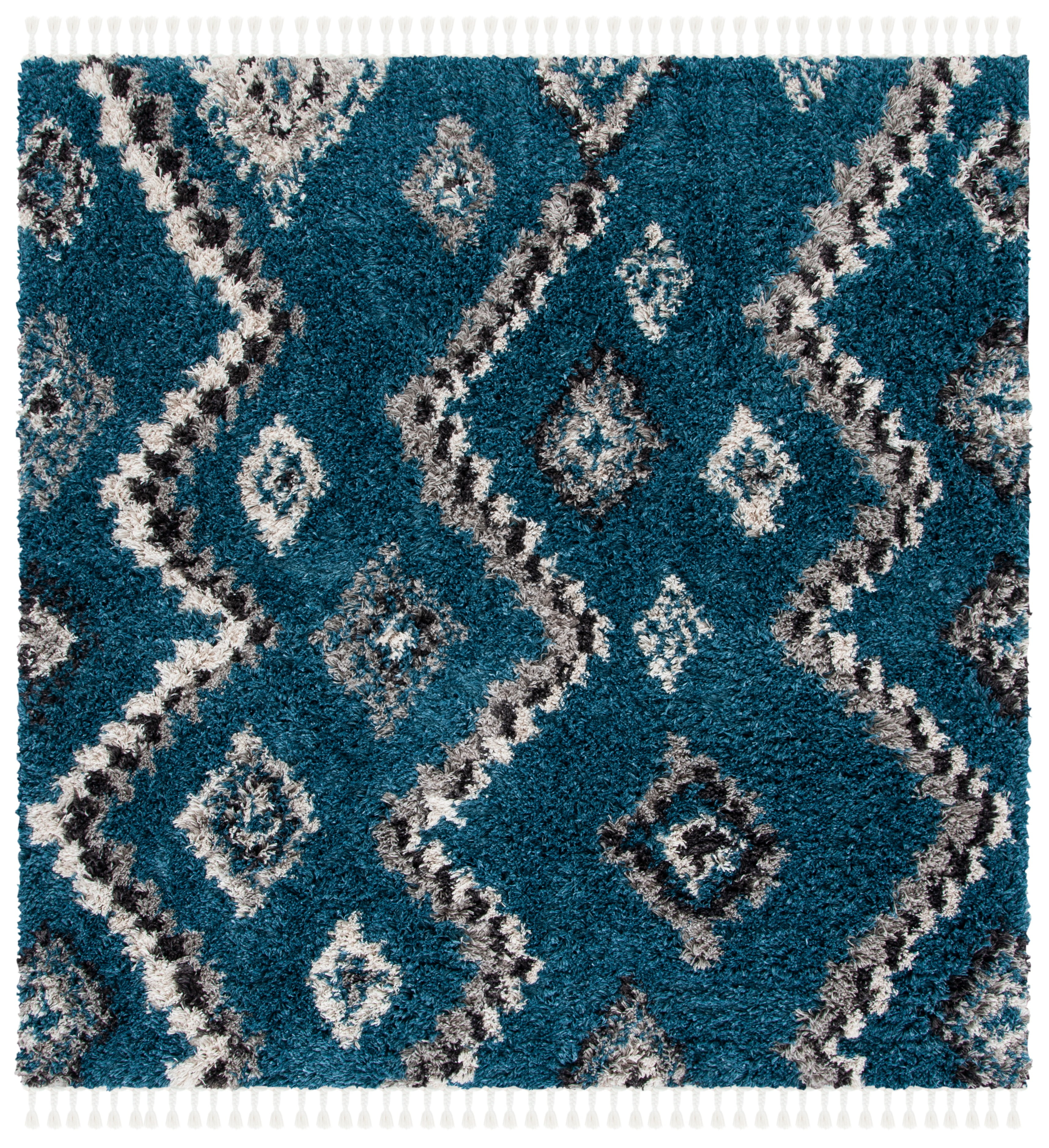 SAFAVIEH Morocco Juniper Geometric Area Rug, Blue/Gray, 6'7" x 6'7" Square