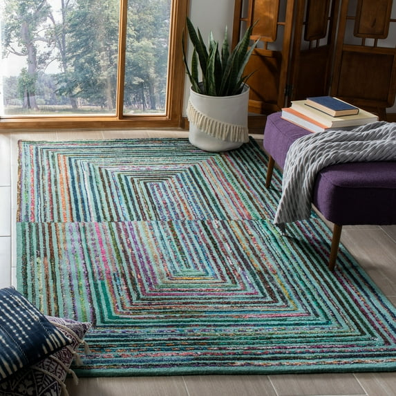 SAFAVIEH Nantucket Sybella Geometric Area Rug, Teal, 9' x 12'