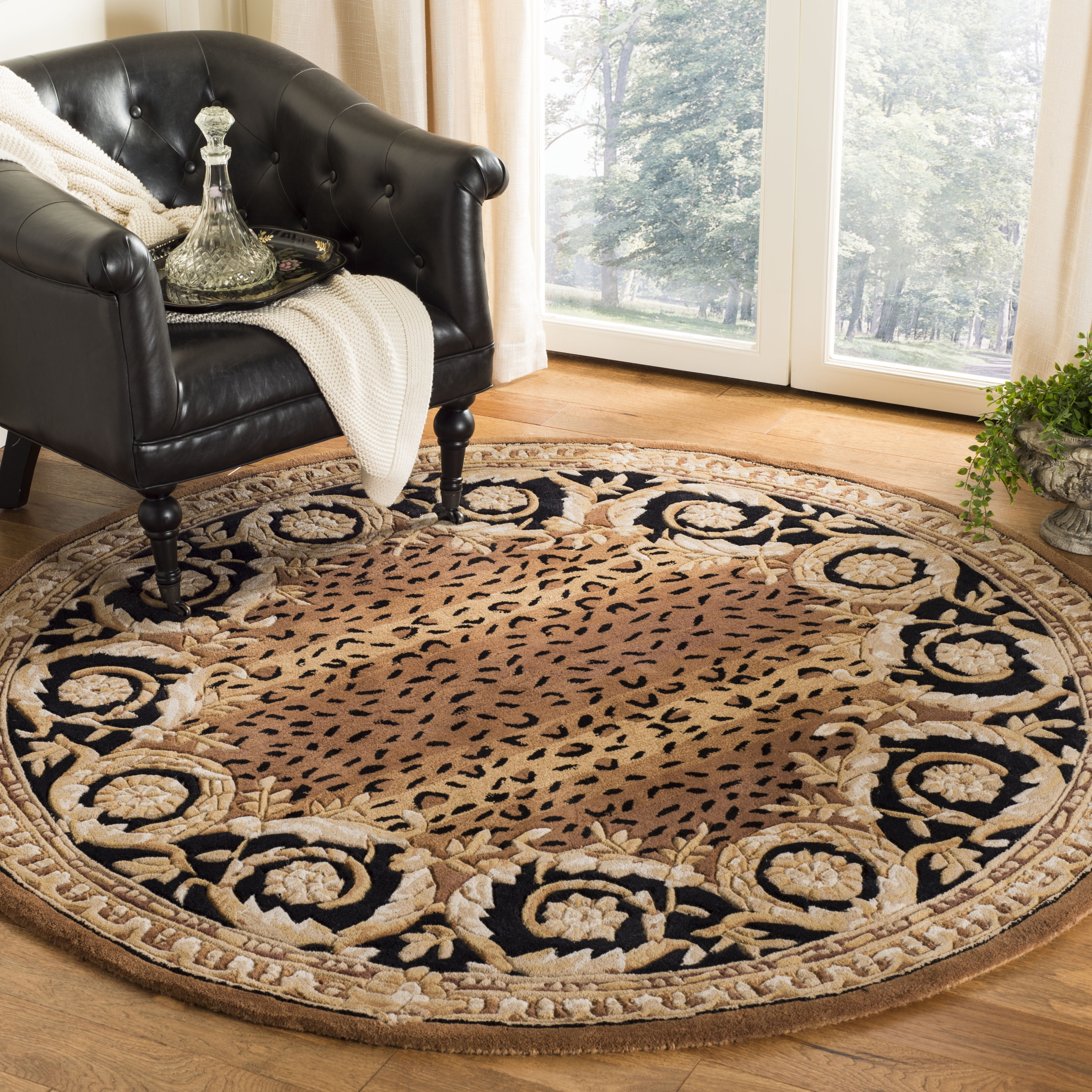 Naples NA712 Hand Tufted Area Rug - Black/Gold - 6' Round - Safavieh.