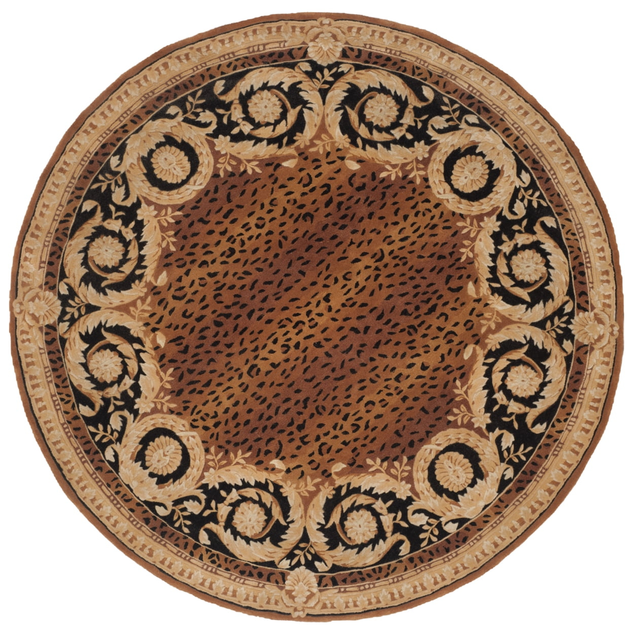 Naples NA712 Hand Tufted Area Rug - Black/Gold - 8' round - Safavieh.