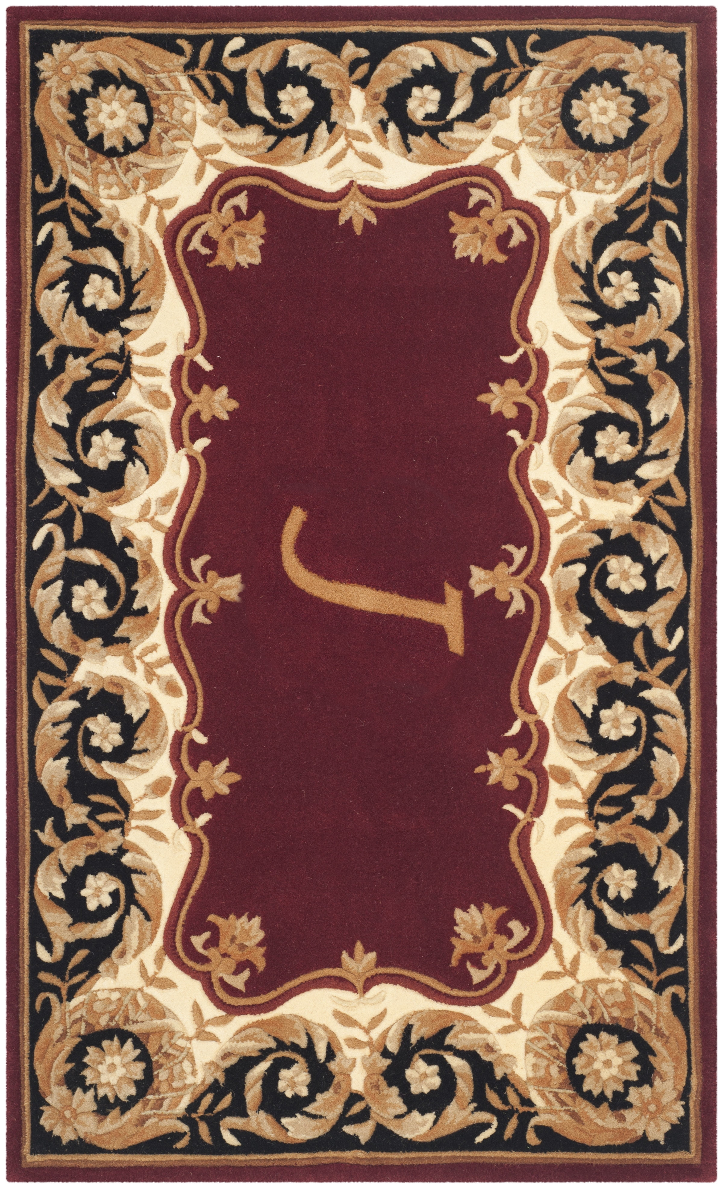 SAFAVIEH Naples Victoria Floral Wool Area Rug, Maroon/Beige, 3' x 5'
