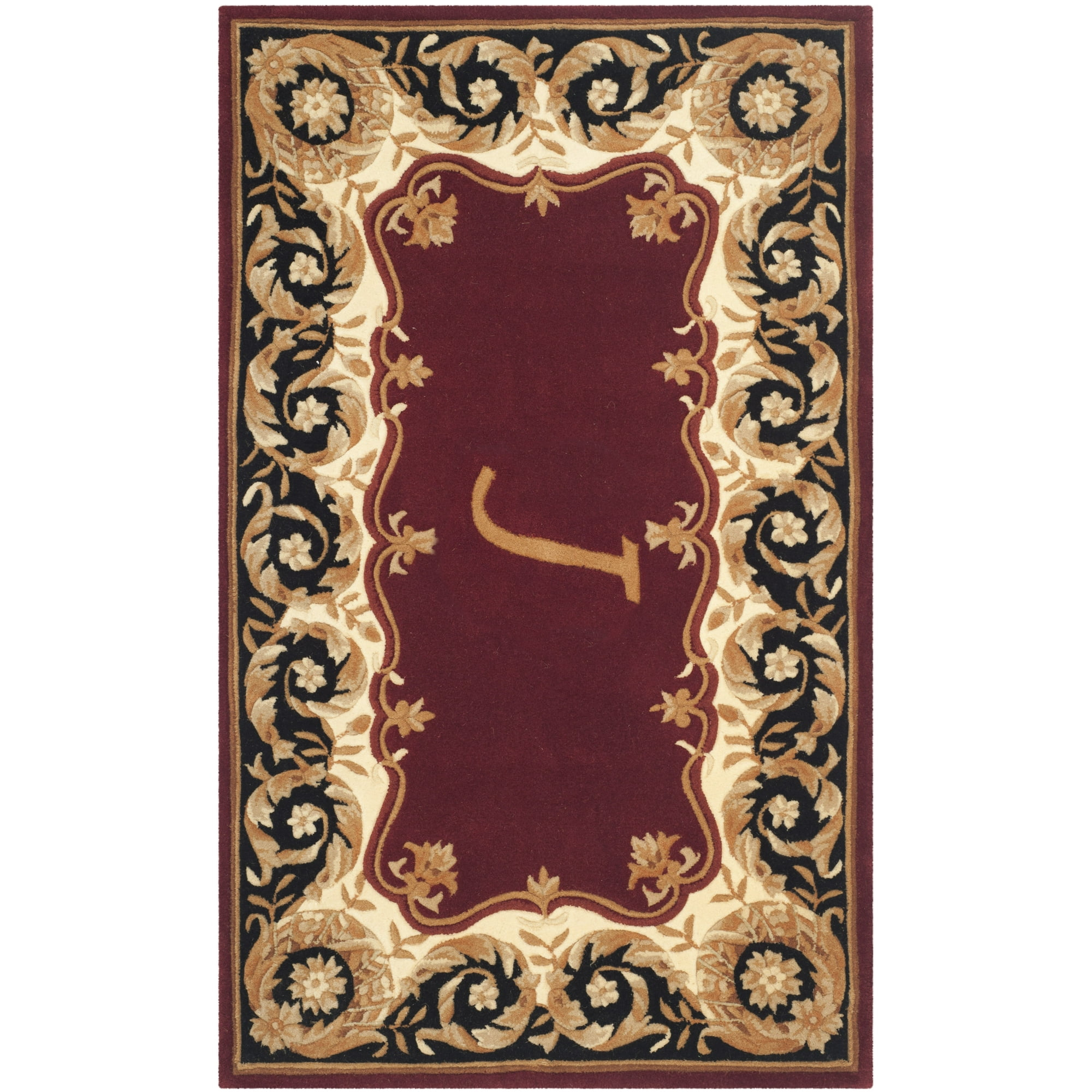 SAFAVIEH Naples Victoria Floral Wool Area Rug, Maroon/Beige, 3' x 5'