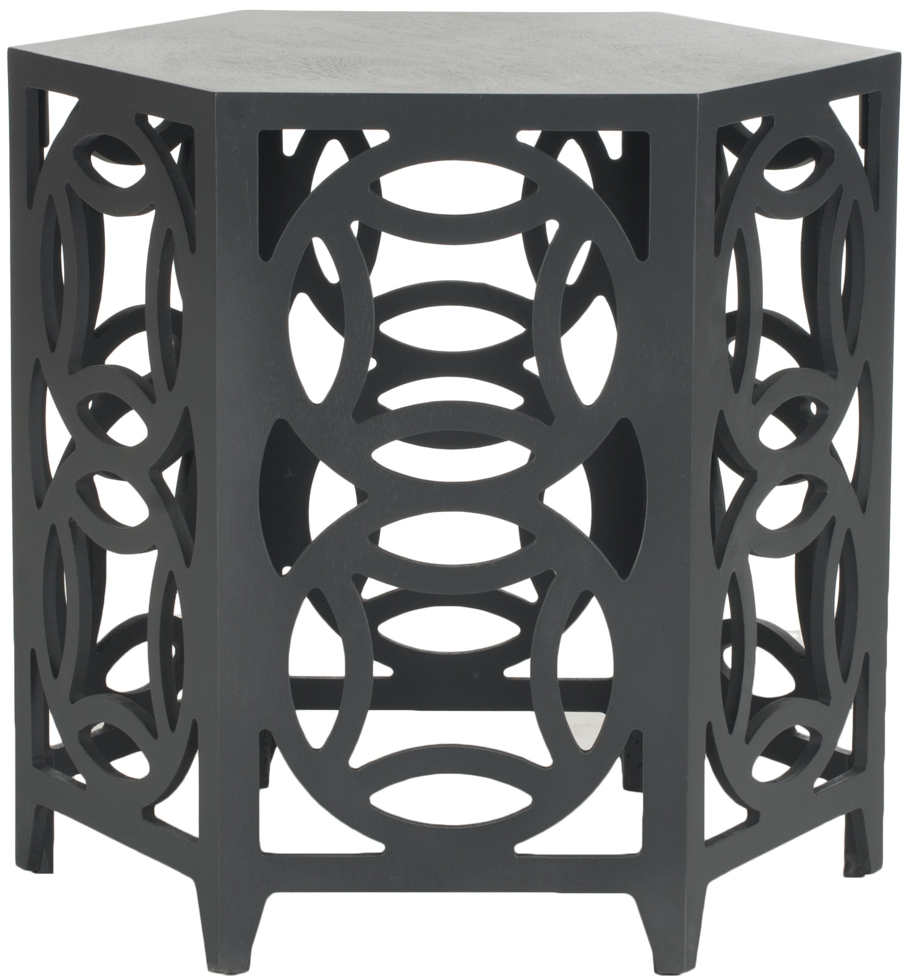 SAFAVIEH Natanya Asian Inspired Geometric Hexagon Side Table (22.8 in. W x 22.8 in. D x 22.2 in. H)