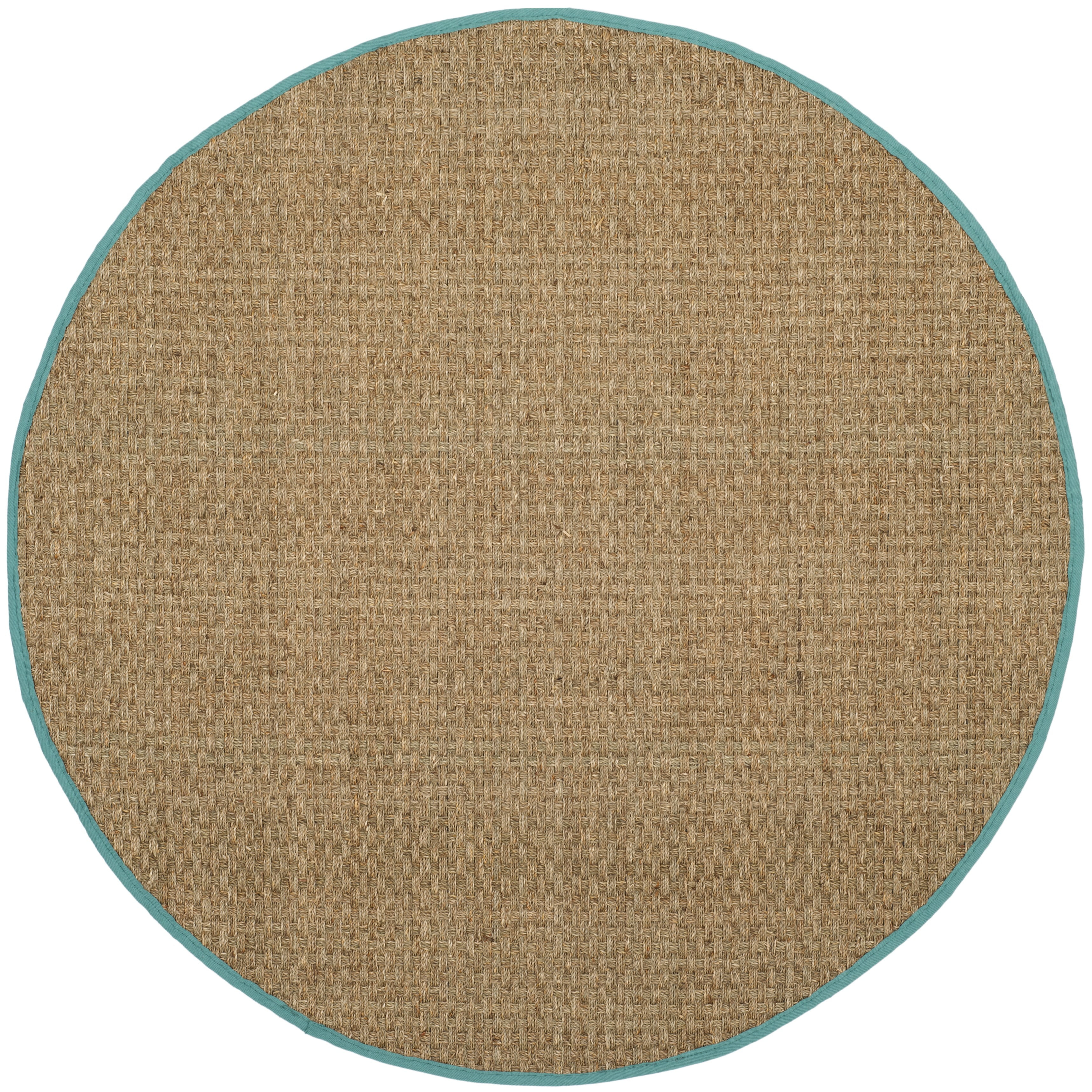 Natural Fiber NF801 Hand Woven Indoor Area Rug - Aqua/Natural - 4' Round - Safavieh.