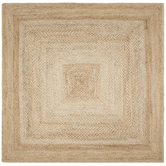 SAFAVIEH Natural Fiber Leo Geometric Area Rug, Natural/Ivory, 4' x 4' Square