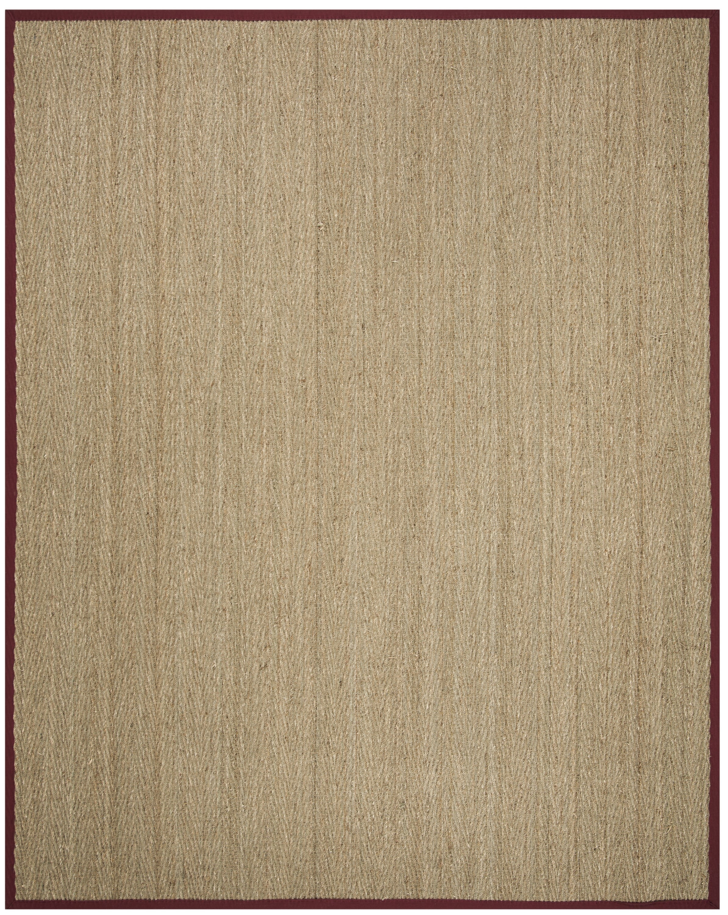 SAFAVIEH Natural Fiber Maisy Border Seagrass Area Rug, Natural/Red, 9' x 12'
