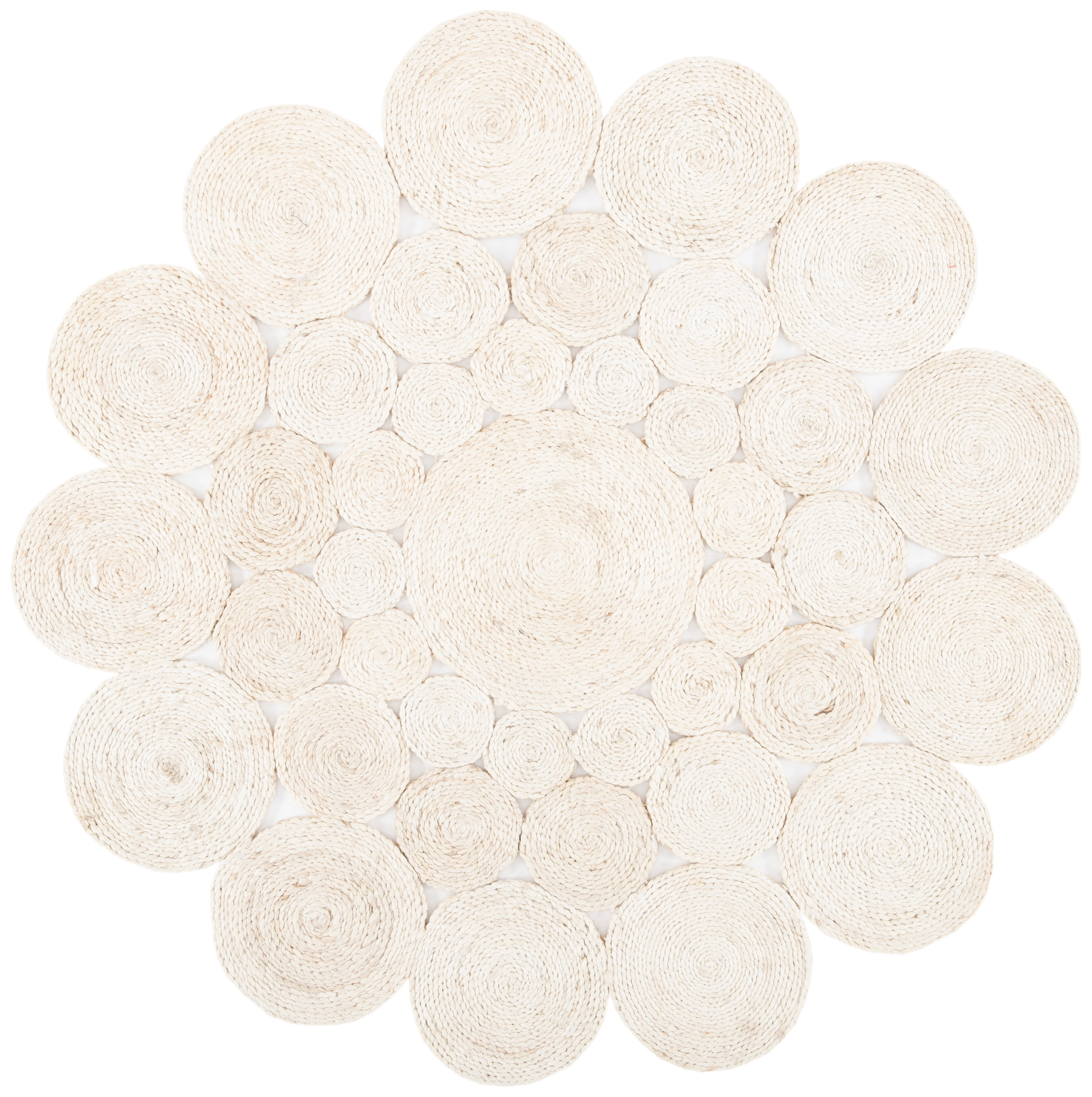 Natural Fiber NF363 Hand Woven Area Rug - Ivory - 3' round - Safavieh.
