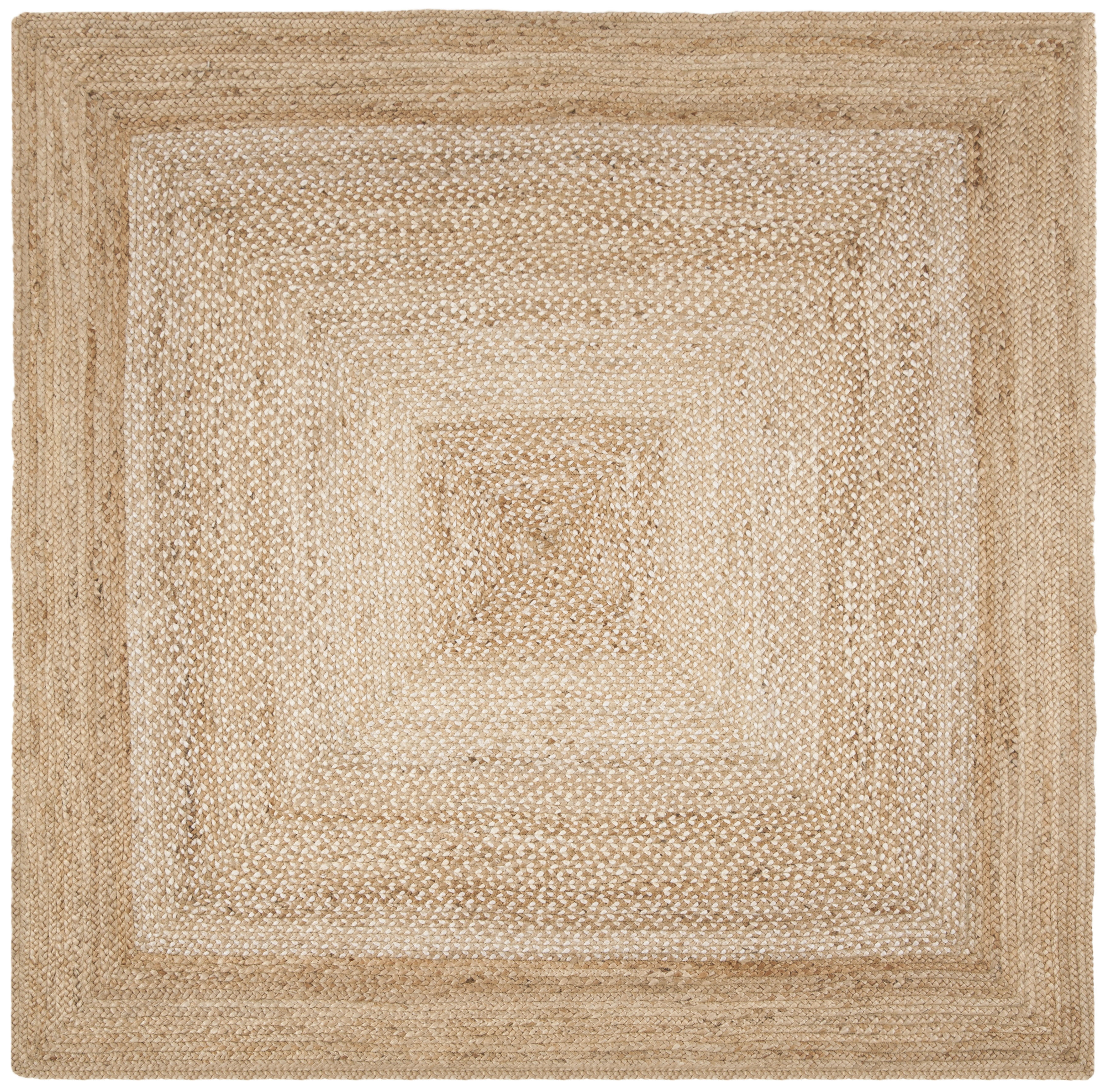 SAFAVIEH Natural Fiber Leo Geometric Area Rug, Natural/Ivory, 4' x 4' Square