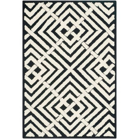 SAFAVIEH Newport Kasandra Geometric Cotton Area Rug, Black/White, 6' x 6' Round