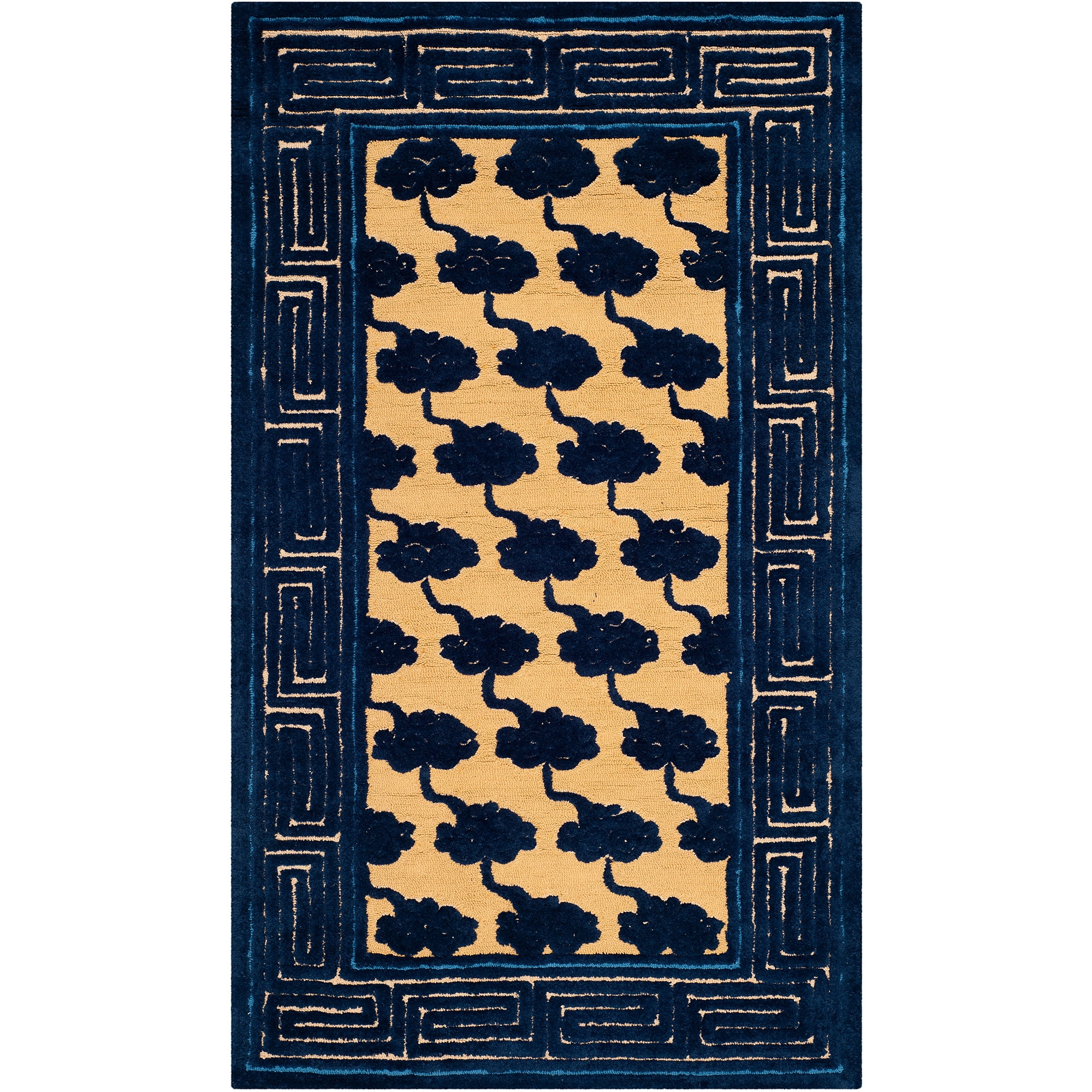 Newport NPT428 Hand Hooked Accent Rug - Beige/Blue - 2'6"x4'3" - Safavieh.