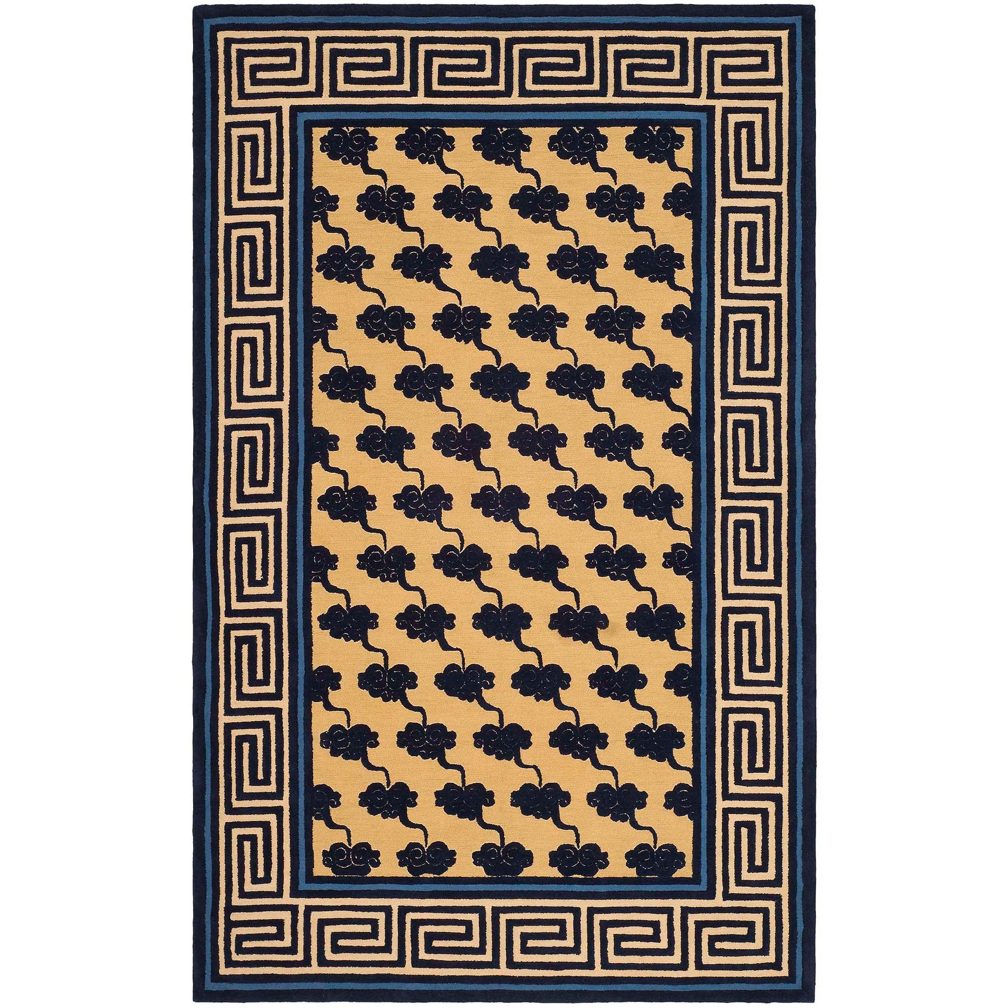 Newport NPT428 Hand Hooked Accent Rug - Beige/Blue - 3'9"x5'9" - Safavieh.