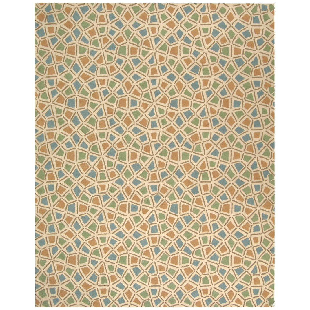 Newport NPT426 Hand Hooked Area Rug - Blue/Green - 5'6"x8'6" - Safavieh.