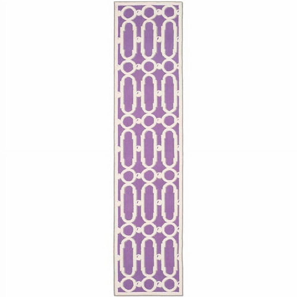 Newport NPT434 Hand Hooked Runner Rug - Purple/White - 2'3"x10' - Safavieh.