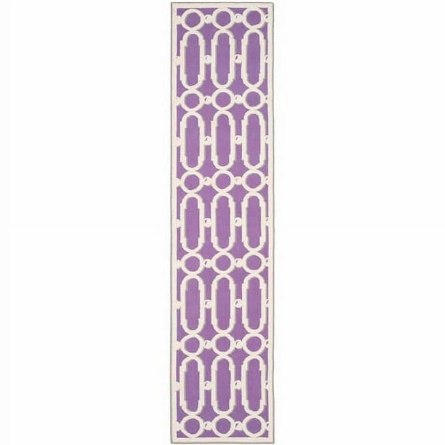 Newport NPT434 Hand Hooked Runner Rug - Purple/White - 2'3"x10' - Safavieh.