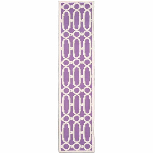 Newport NPT434 Hand Hooked Runner Rug - Purple/White - 2'3"x10' - Safavieh.