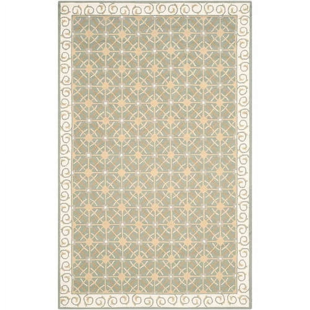 Newport NPT443 Hand Hooked Area Rug - Olive/Beige - 7'9"x9'9" - Safavieh.