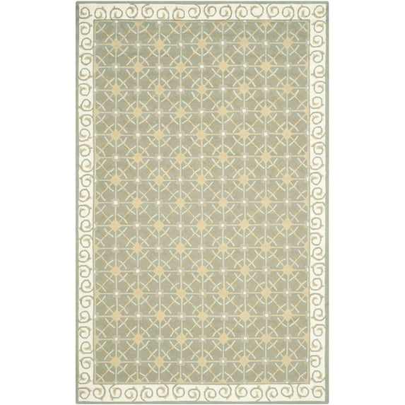 Newport NPT443 Hand Hooked Area Rug - Olive/Beige - 7'9"x9'9" - Safavieh.