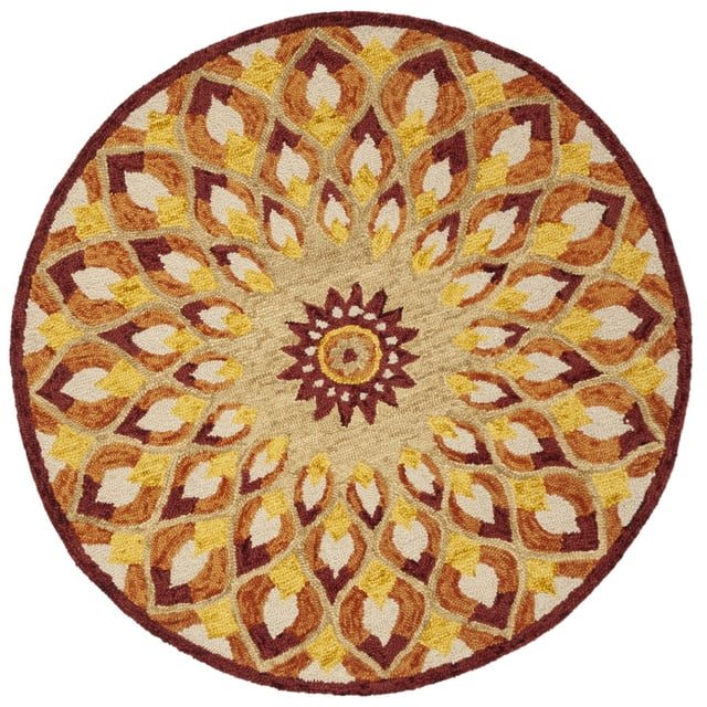 Novelty NOV603 Hand Tufted Area Rug - Rust/Gold - 3' round - Safavieh.