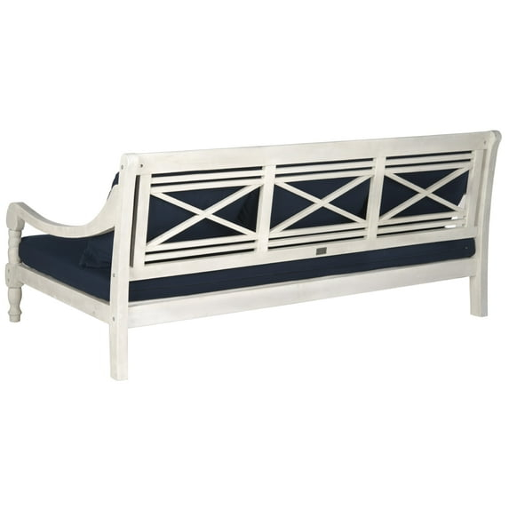SAFAVIEH  OUTDOOR Pasadena Day Bed Antique White / Navy