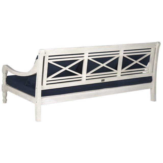 SAFAVIEH  OUTDOOR Pasadena Day Bed Antique White / Navy