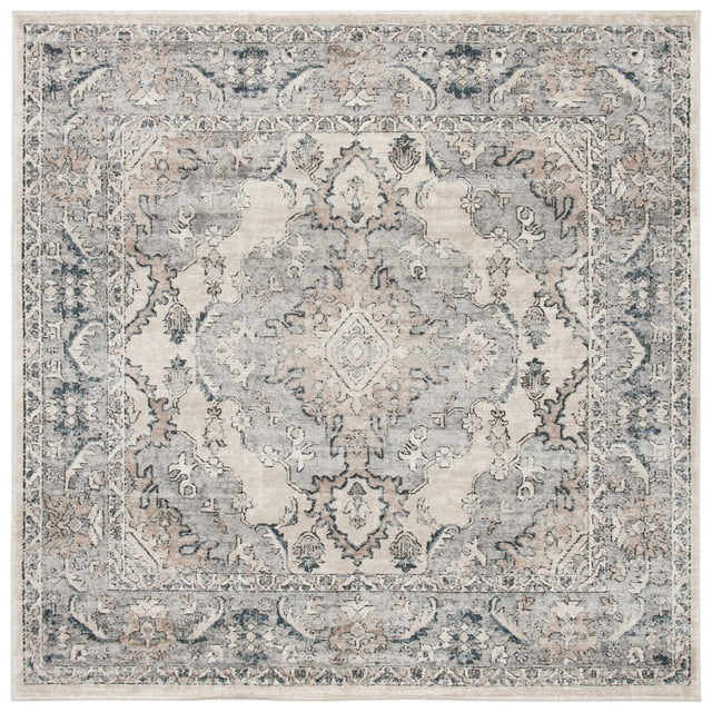 SAFAVIEH Oregon Ethelinda Floral Bordered Area Rug, Beige/Grey, 10' x 10' Square