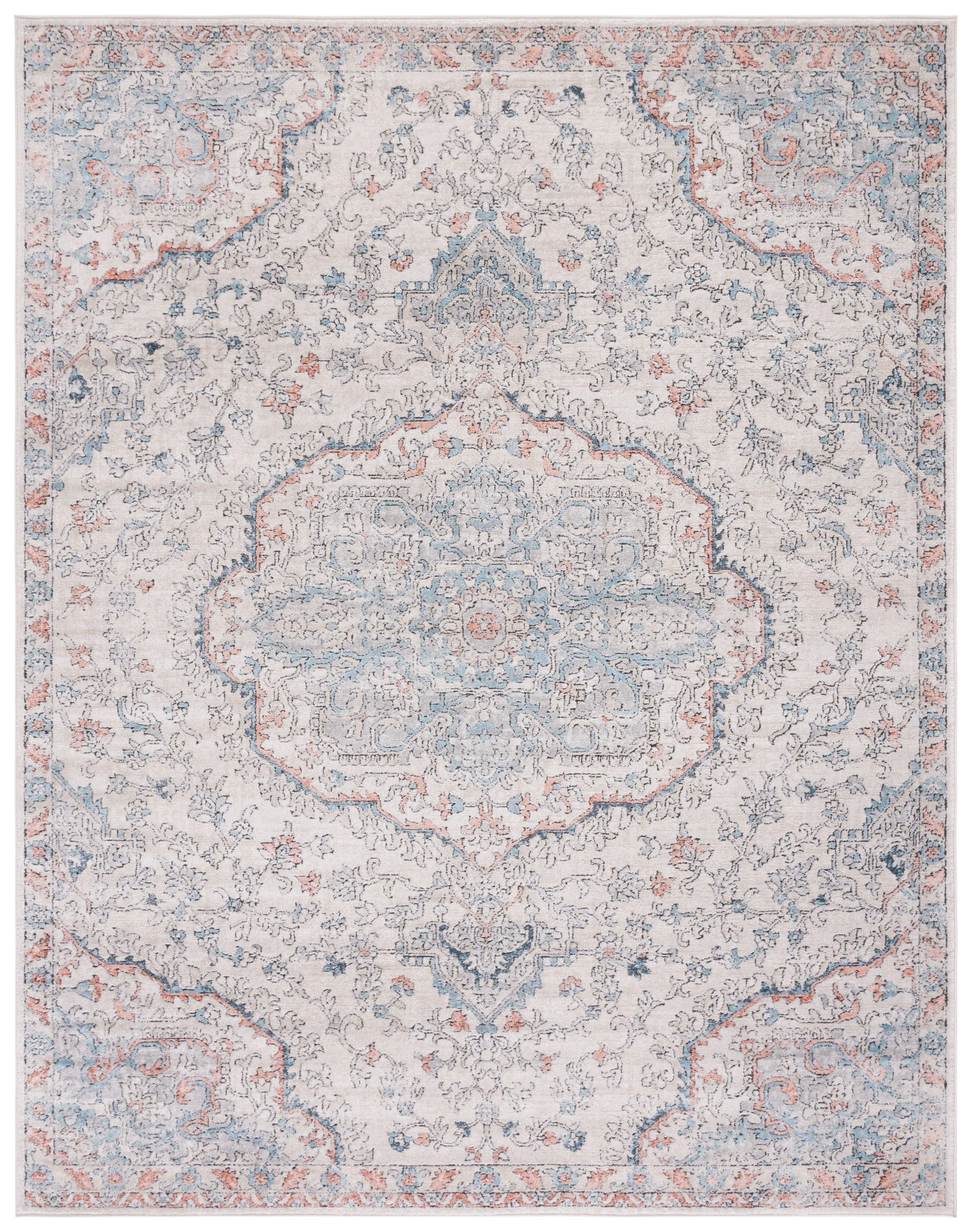 SAFAVIEH Oregon Seachlann Floral Bordered Area Rug, 9' x 12', Grey/Blue