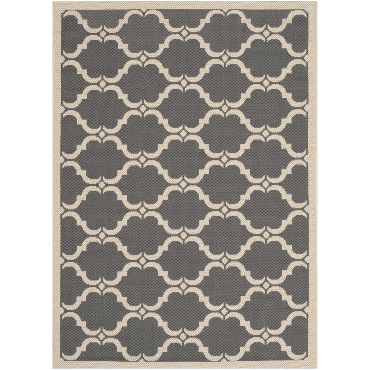 SAFAVIEH Courtyard Estelle Geometric Indoor/Outdoor Area Rug, Anthracite/Beige, 5'3" x 7'7"