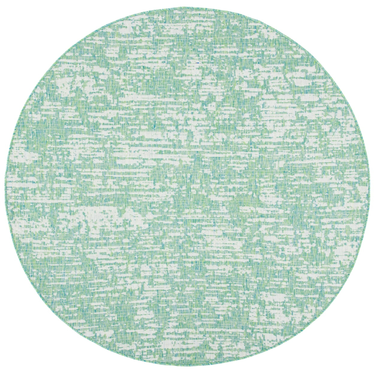 Courtyard CY8452 Power Loomed Indoor and Outdoor Area Rug - Green Blue/Ivory - 6'7" Round - Safavieh