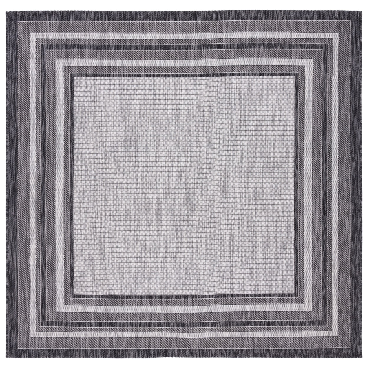 Courtyard CY8475 Power Loomed Indoor and Outdoor Area Rug - Light Grey/Black - 6'7"x6'7" - Safavieh