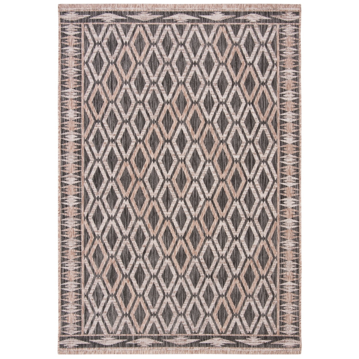 Courtyard CY8871 Power Loomed Indoor/Outdoor Accent Rug - Black/Beige - 2'x3'7" - Safavieh.