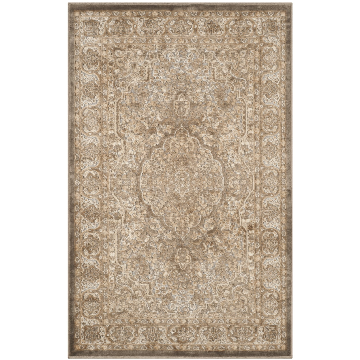 SAFAVIEH Paradise Alton Traditional Floral Area Rug, Mouse/Silver, 4' x 5'7"