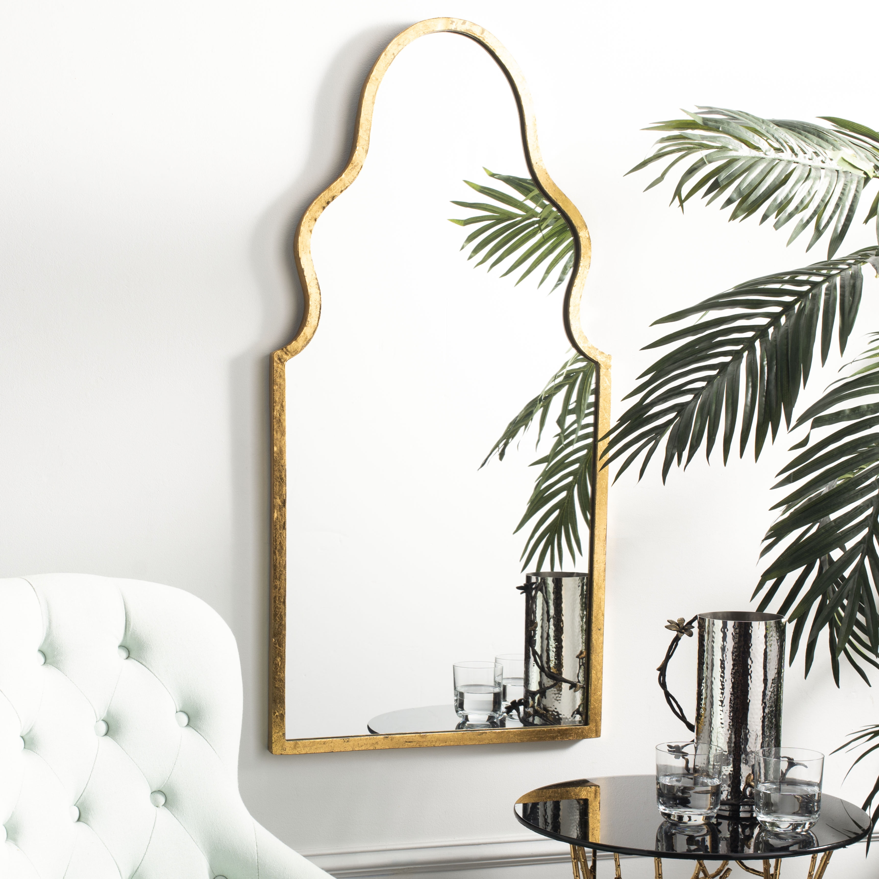 SAFAVIEH Parma 36.5 in. High Asymmetrical Solid Mirror, Gold