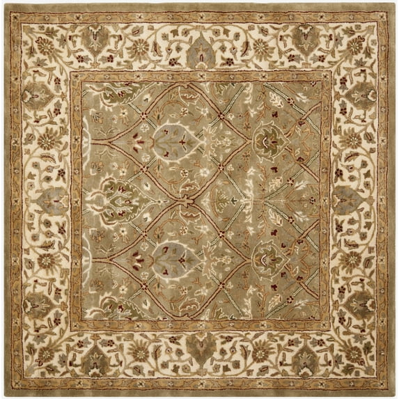 SAFAVIEH Persian Legend Adrian Floral Bordered Wool Area Rug, Light Green/Beige, 8' Square
